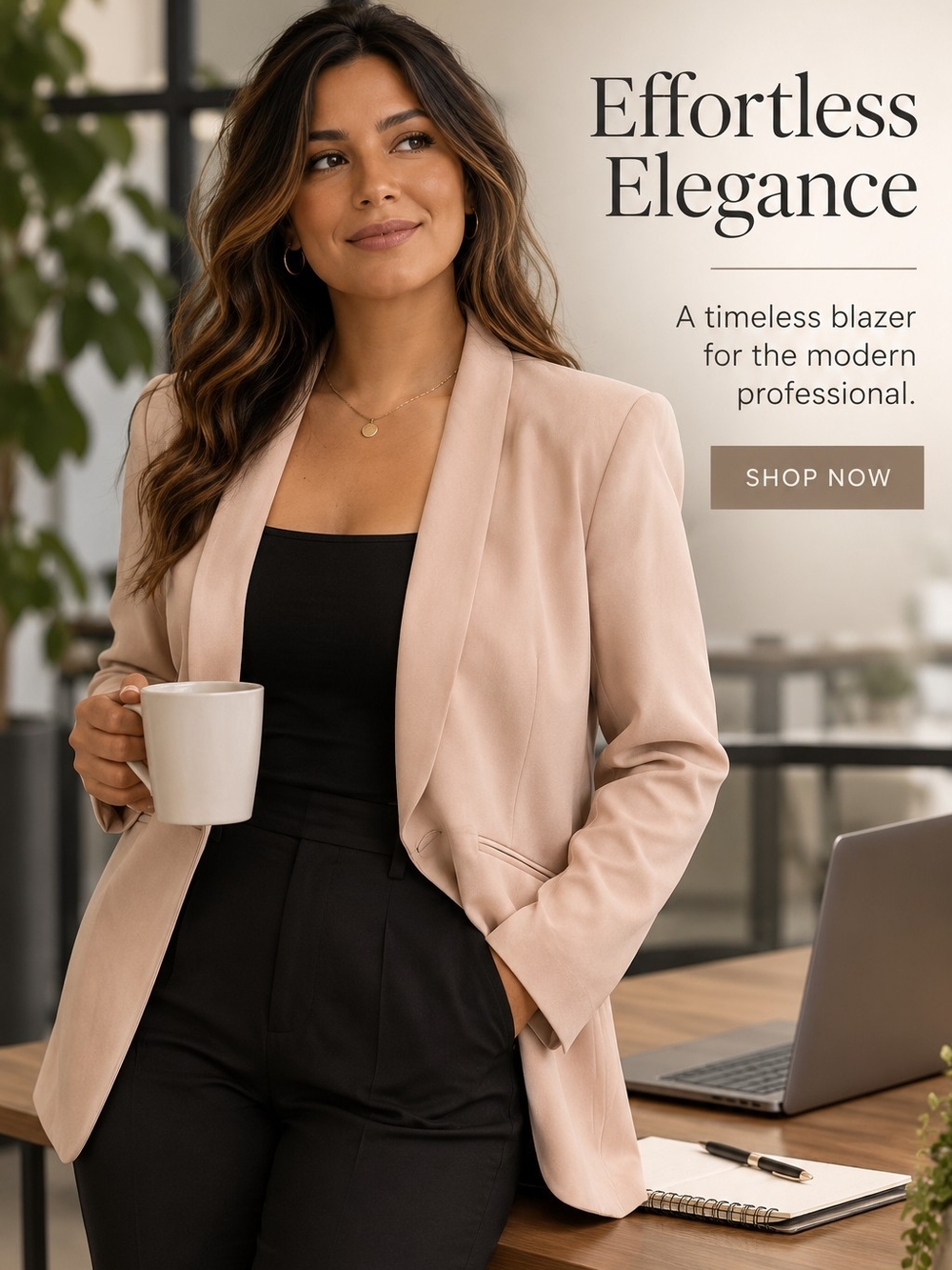 Lulu's Blush Shawl-Collar Blazer